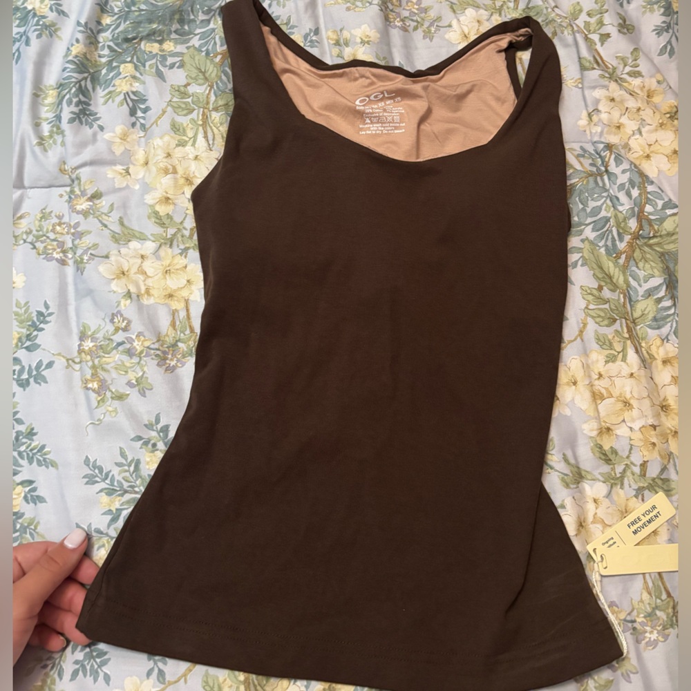 OGL Brown Fitted Sleeveless Tank Top